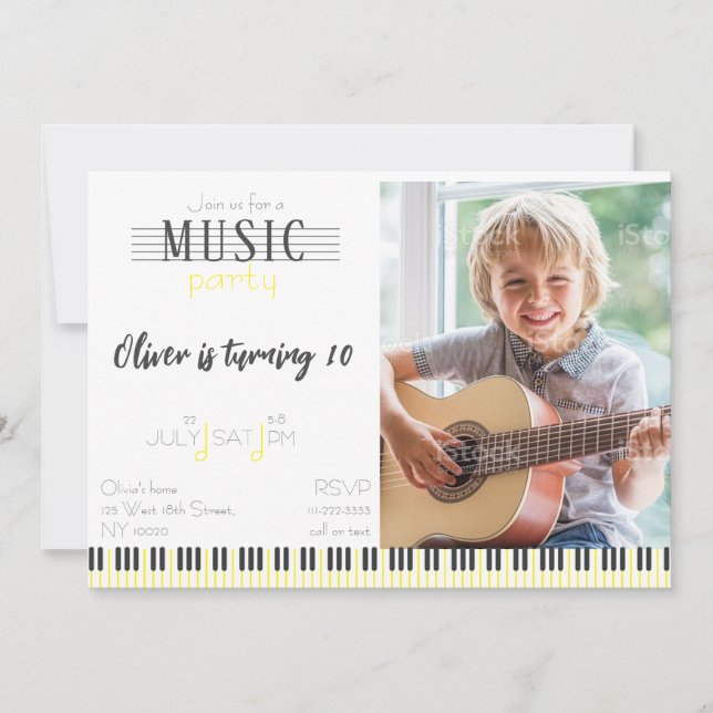Färg Music Party Birthday Inbjudningar (Framsida)