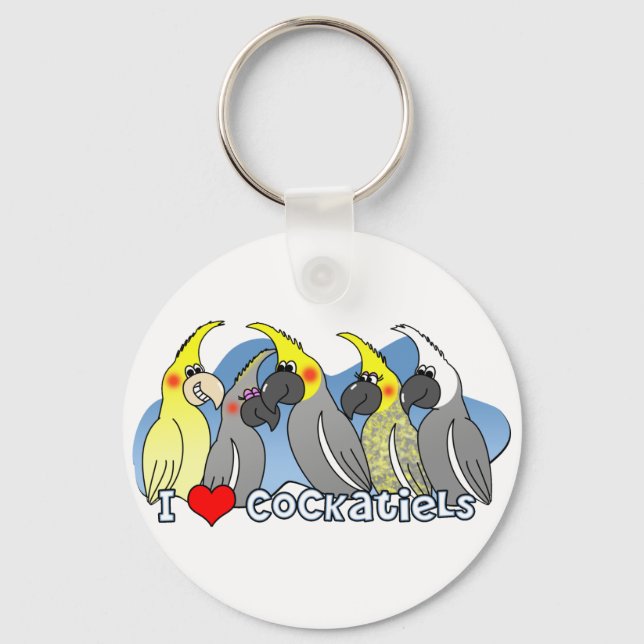 Färg Mutations Cockatiel Keychain Nyckelring (Framsida)