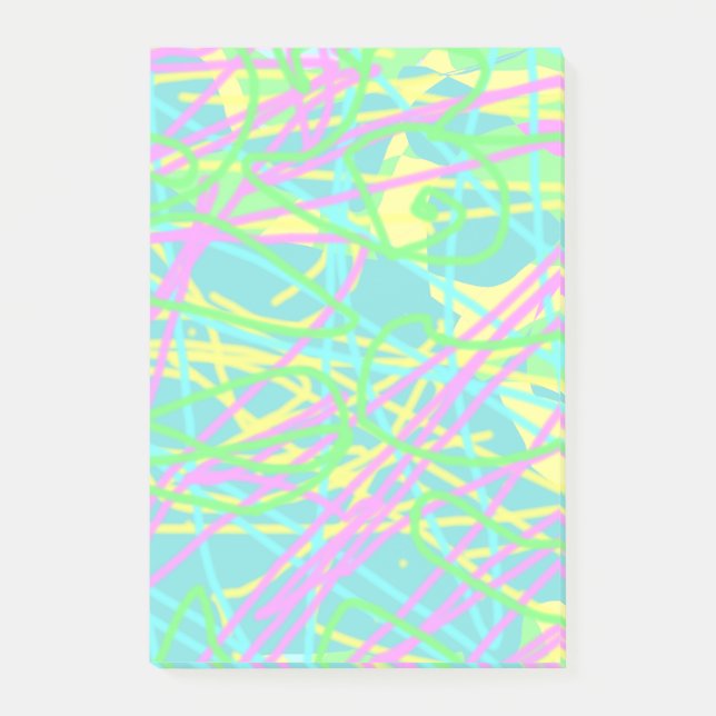 Färg My Dreams Scribble Mönster Artsy Expressive Post-it Block (Framsida)