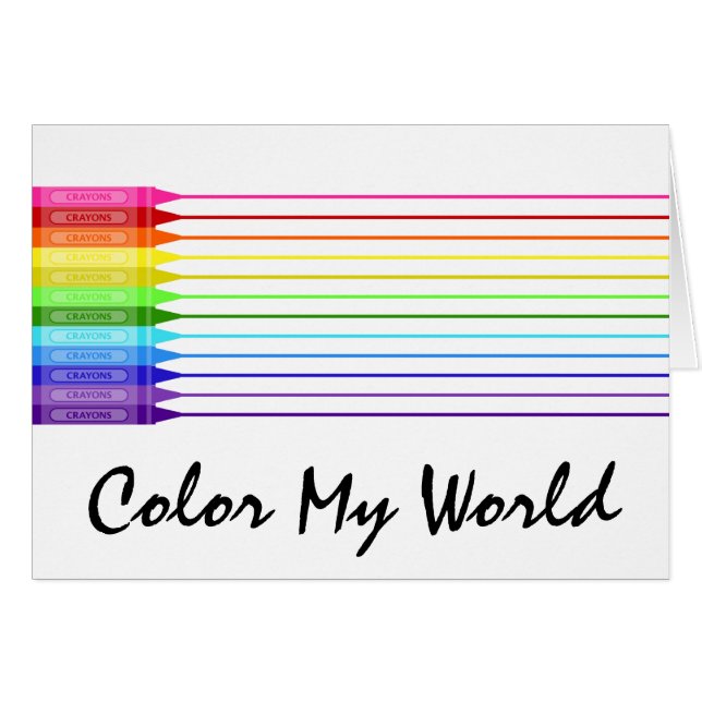 Färg My World Rainbow Kritor Hälsningskort (Framsidan Horizontal)