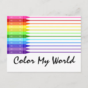Färg My World Rainbow Kritor Vykort