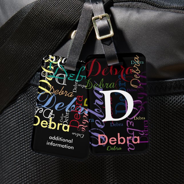 färg namn monogramtypografi bagagebricka (Skapare uppladdad)