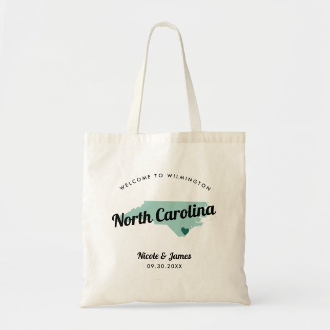 Färg North Carolina Bröllop Välkommen Bag. Tygkasse (Framsidan)
