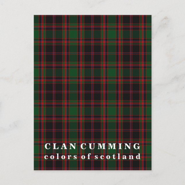 Färg of Scotland Klan Cumming Tartan Vykort (Framsida)