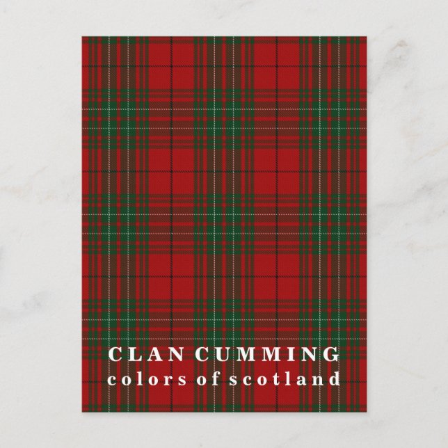 Färg of Scotland Klan Cumming Tartan Vykort (Framsida)