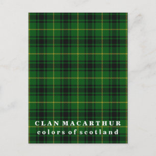 Färg of Scotland Klan MacArthur Tartan Vykort