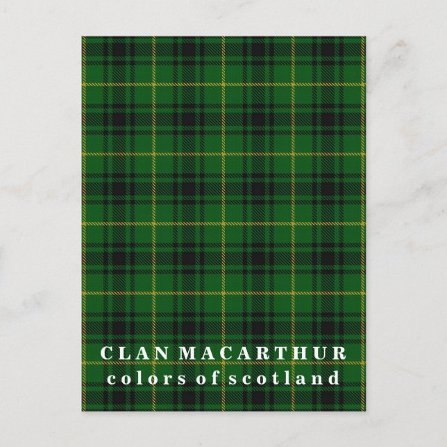 Färg of Scotland Klan MacArthur Tartan Vykort (Framsida)