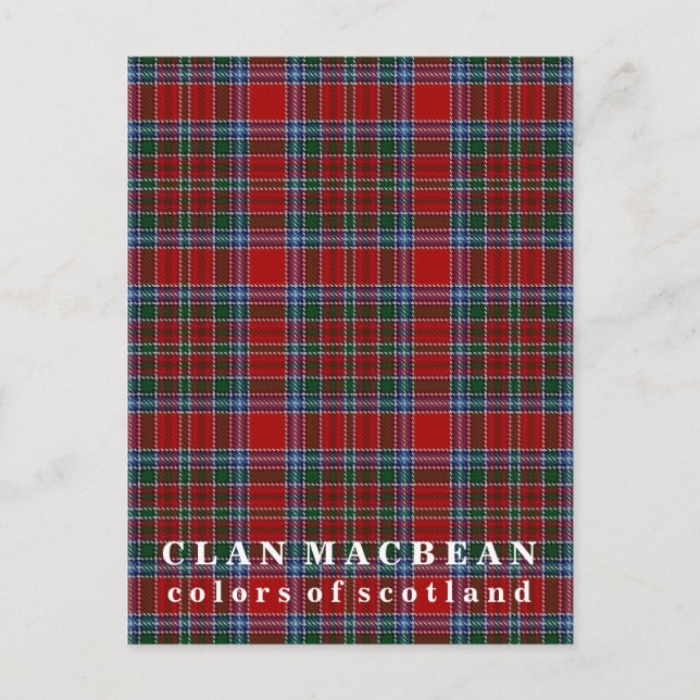 Färg of Scotland Klan MacBean Tartan Vykort (Framsida)