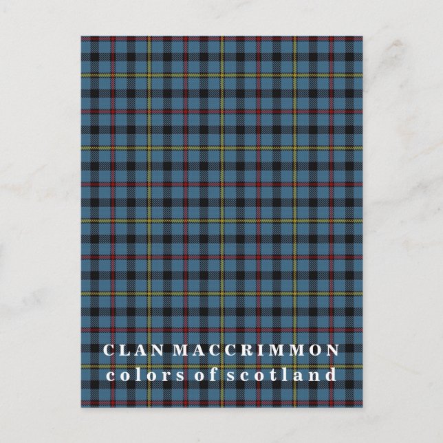 Färg of Scotland Klan MacCrimmon Tartan Vykort (Framsida)