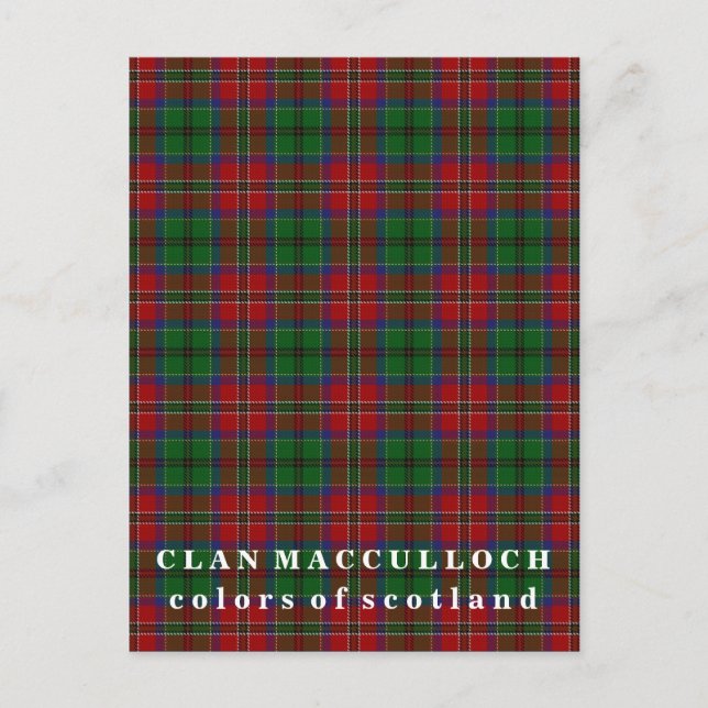 Färg of Scotland Klan MacCulloch Tartan Vykort (Framsida)