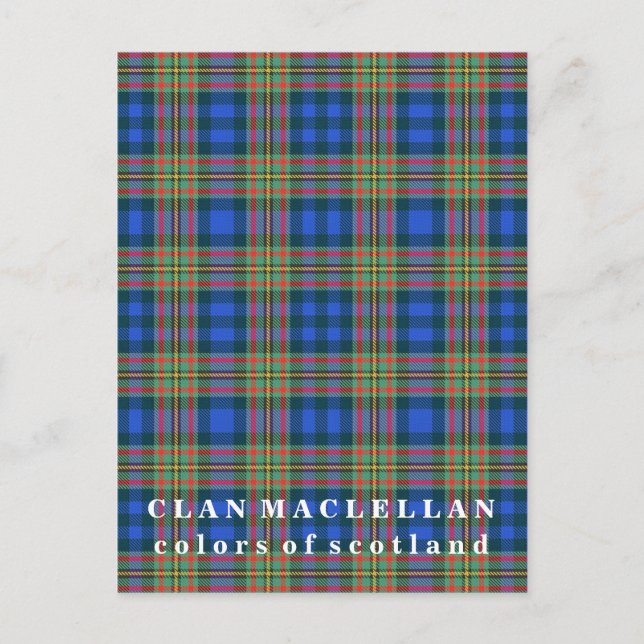 Färg of Scotland Klan MacLellan Tartan Vykort (Framsida)