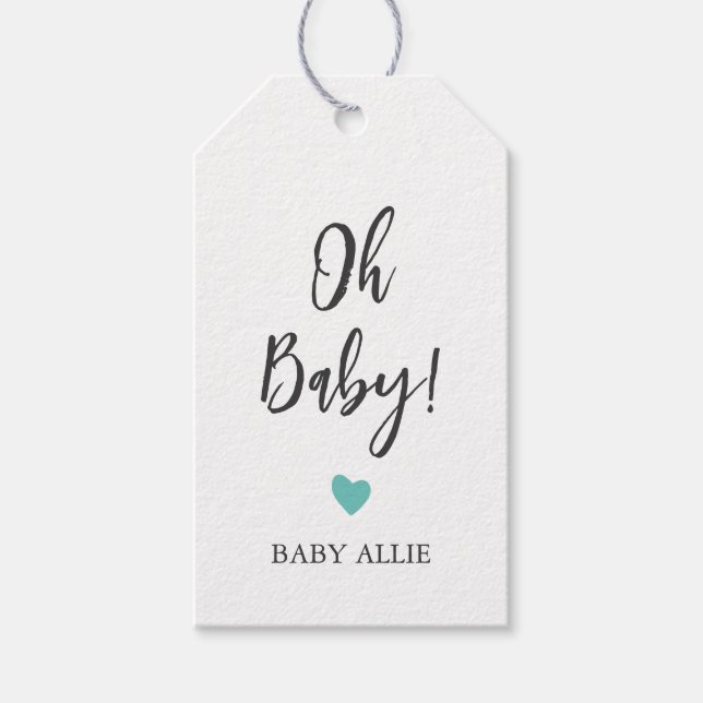 Färg Oh Baby Gift Märkre, Baby Shower Märkre, Presentetikett (Framsidan)