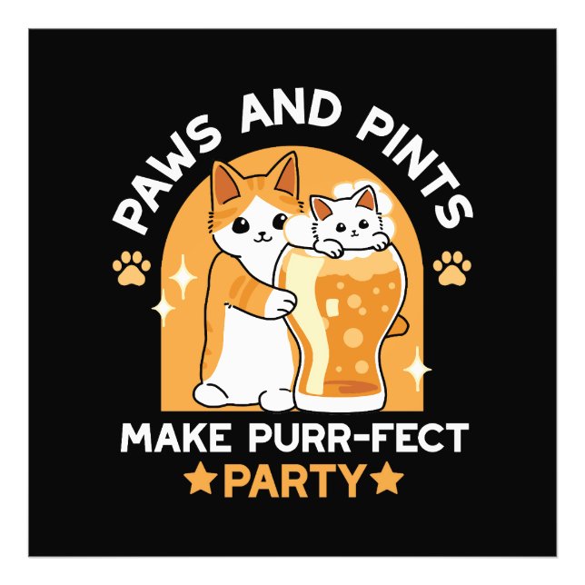 Färg Oktoberfest Kat Party - Tassar och Pints Fototryck (Framsidan)