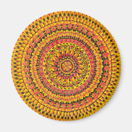 Färg Orange Mandala Original Konst Magnet