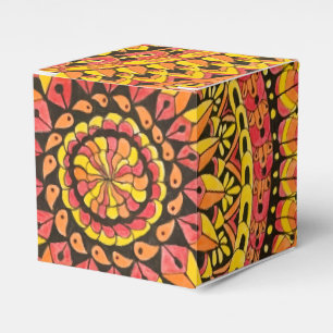 Färg Orange Mandala Originalkonst Presentaskar