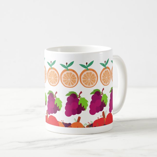 Färg Orange och grafik - Fruktdesign Kaffemugg (Framsida höger)