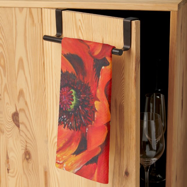 Färg Orange Oriental Poppies Kökshandduk (Thirds Fold)