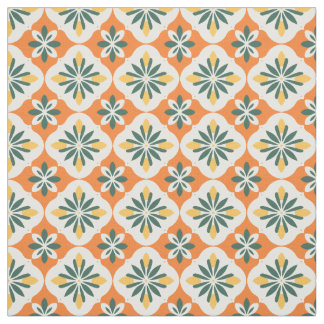 Färg Orange Tile Mönster Tyg