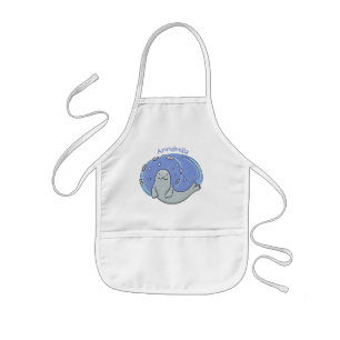Färg på Cute lycklig och illustration av fiskblått Barnförkläde