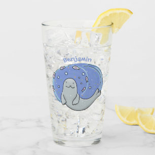 Färg på Cute lycklig och illustration av fiskblått Glaskopp