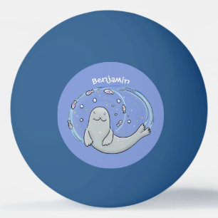 Färg på Cute lycklig och illustration av fiskblått Pingisboll