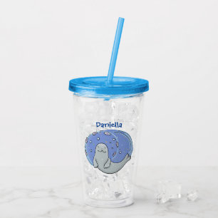 Färg på Cute lycklig och illustration av fiskblått Take Away Mugg