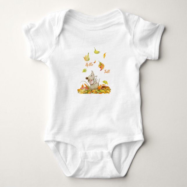 Färg på Cute-musen och orange löv T Shirt (Framsida)