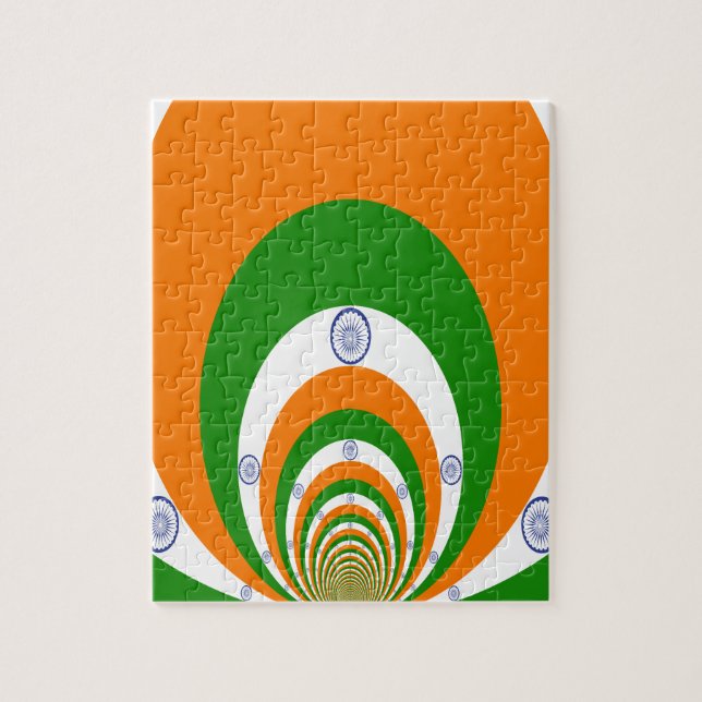 Färg på en mycket djup saffron, vit GRÖNT Pussel (Vertikal)