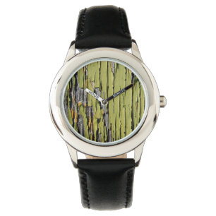 Färg på Grönt på viltlevande Barn Wood Armbandsur