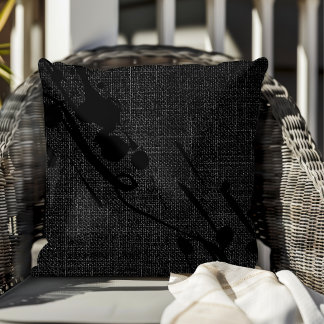 Färg på svart Burlap Modern Abstrakt Kudde