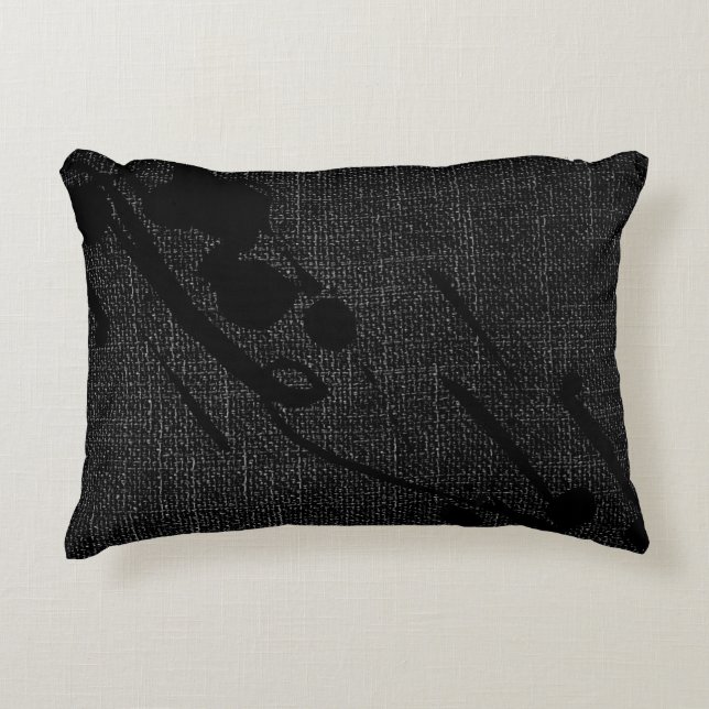 Färg på svart Burlap Modern Abstrakt Prydnadskudde (Framsidan)