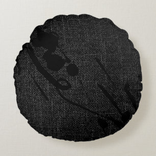 Färg på svart Burlap Modern Abstrakt Rund Kudde
