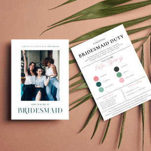 Färg Palette, blir du min Bridesmaid Frieri Meddelande