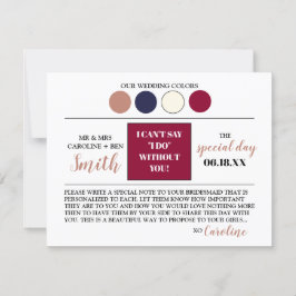 Färg Palette Bridesmaid Frieri detaljkort Inbjudningar