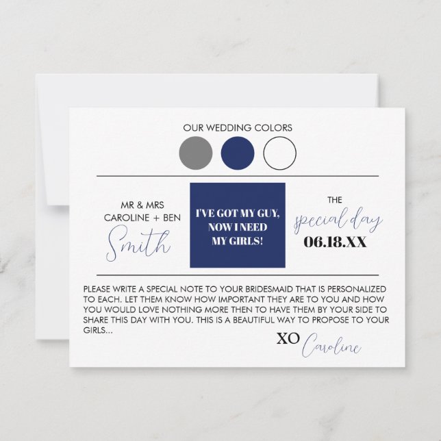 Färg Palette Bridesmaid Frieri kort (Baksida)