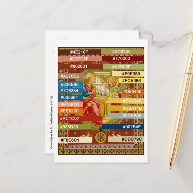 Färg Palette for St. Cecilia of Rom (SNV 36) Pos Vykort (Fram/Back In Situ)