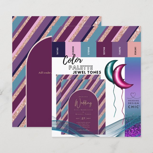 Färg Palette Jewel Tones Magenta Teal Ro Guld (Fram/baksida)