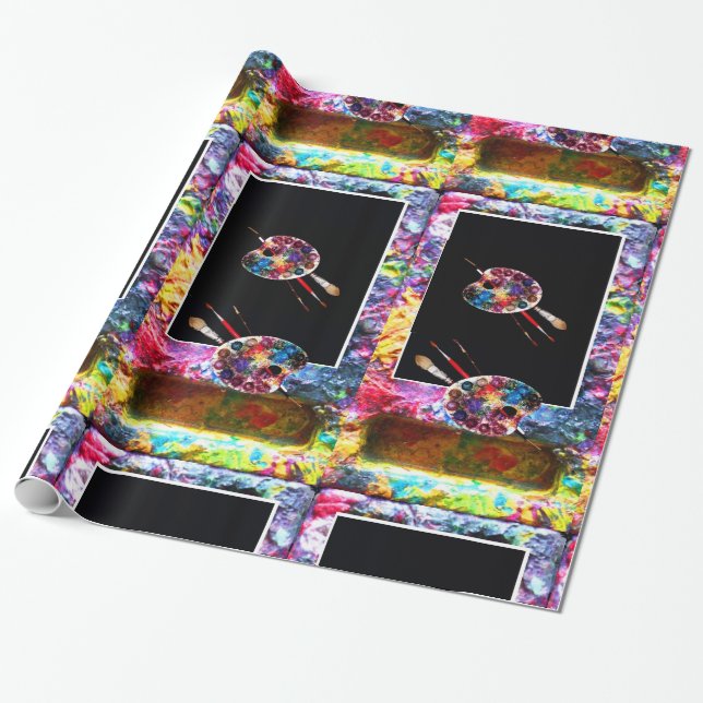 FÄRG PALETTE OCH BRUSHES PRESENTPAPPER (Utrullad)