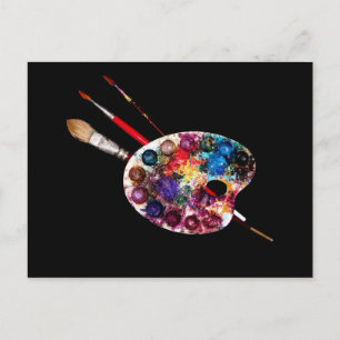 FÄRG PALETTE OCH BRUSHES VYKORT