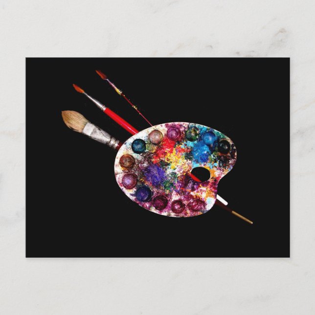 FÄRG PALETTE OCH BRUSHES VYKORT (Framsida)