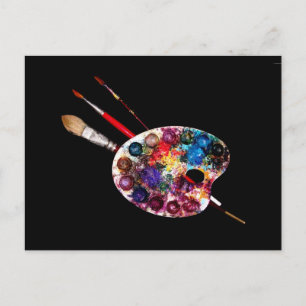 FÄRG PALETTE OCH BRUSHES VYKORT