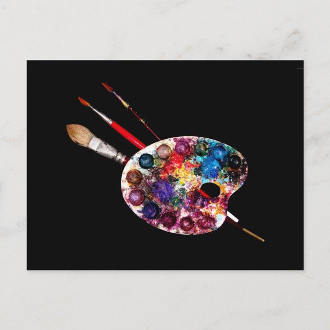 FÄRG PALETTE OCH BRUSHES VYKORT (Framsida)