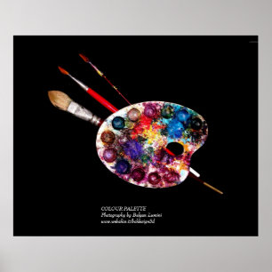 FÄRG PALETTE OCH BRYSKOR I BLACK POSTER