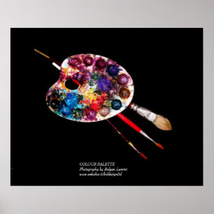 FÄRG PALETTE OCH BRYSKOR I BLACK POSTER