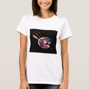 FÄRG PALETTE OCH BRYSKOR I BLACK T-SHIRT