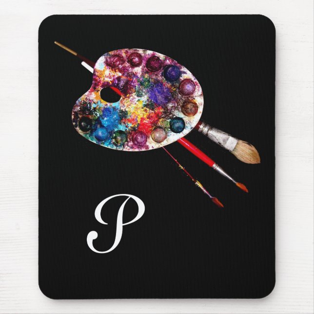 FÄRG PALETTE, svart monogram Musmatta (Framsidan)