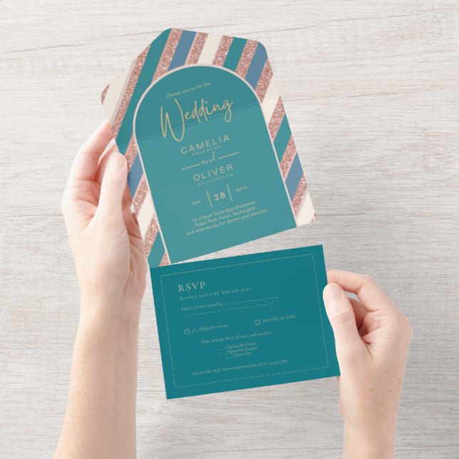 Färg Palette Teal Champagne Ro Guld Wedong (Tearaway)