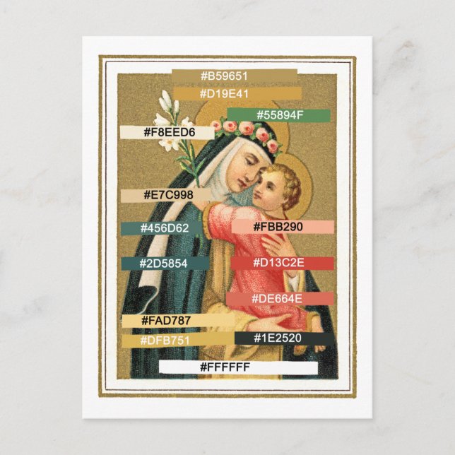 Färg-paletten för St Ro i Lima & Kristus Child Vykort (Framsida)