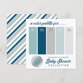 Färg-palettkort för marint blått och myntt babyklä inbjudningar