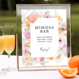 Färg Pastel Blommigt Mimosa Pub-tecken Poster